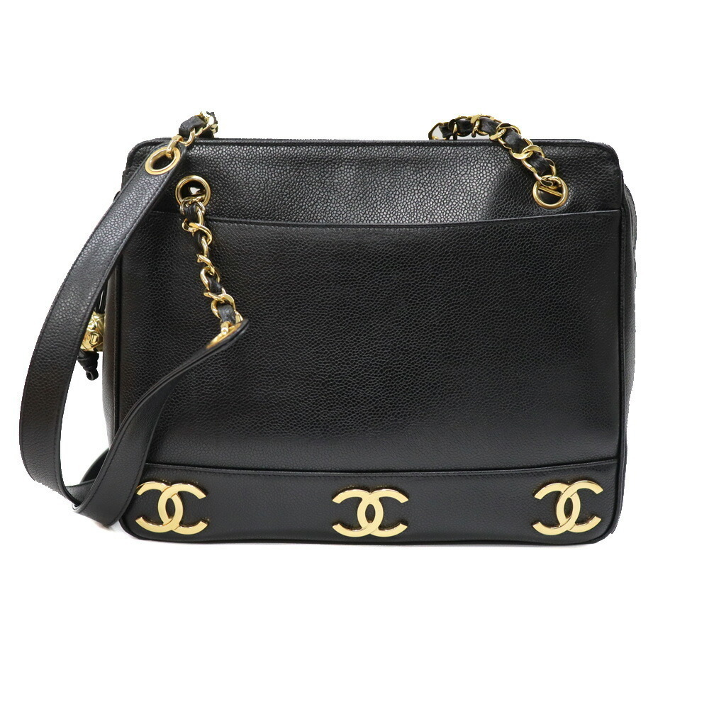 Chanel Triple Coco Chain Tote Bag Caviar Skin